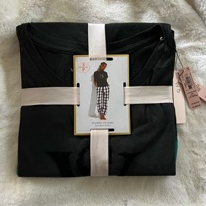 Victoria’s Secret Pajama Set- T Shirt and lightweight flannel pants.